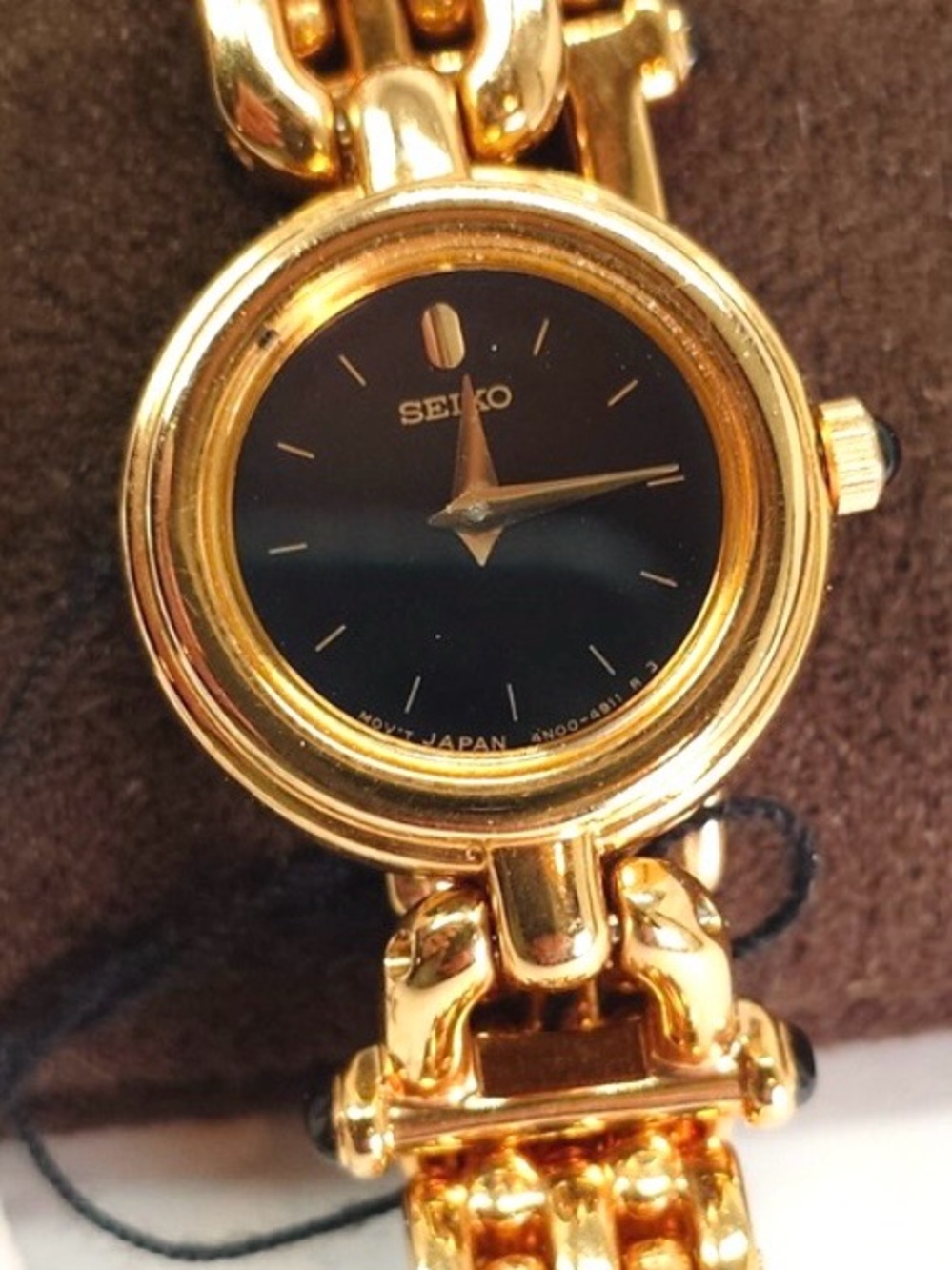 Seiko Gold and Black Women's Bracelet Dress Watch